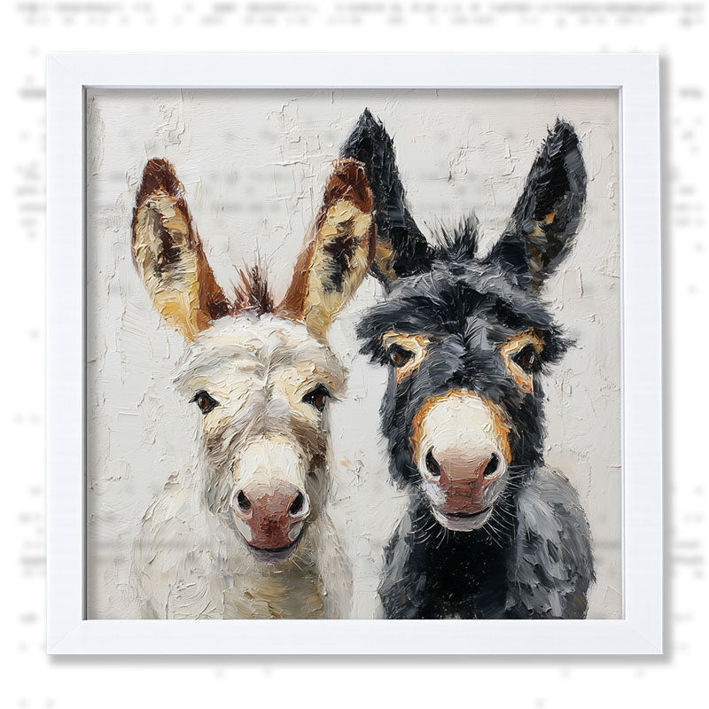 Animal Buddies - Posing Donkeys - Framed Art
