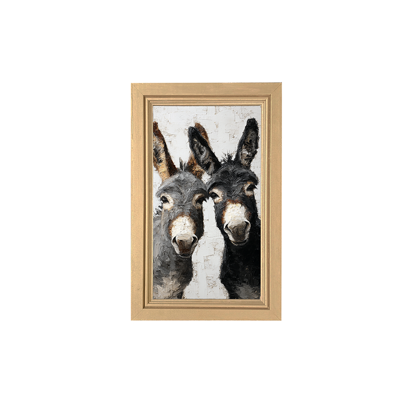 Animal Buddies - Curious Donkeys - Framed Art