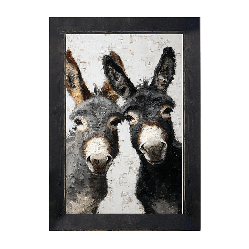 Animal Buddies - Curious Donkeys - Framed Art