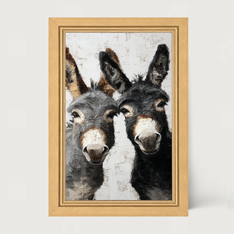 Animal Buddies - Curious Donkeys - Framed Art