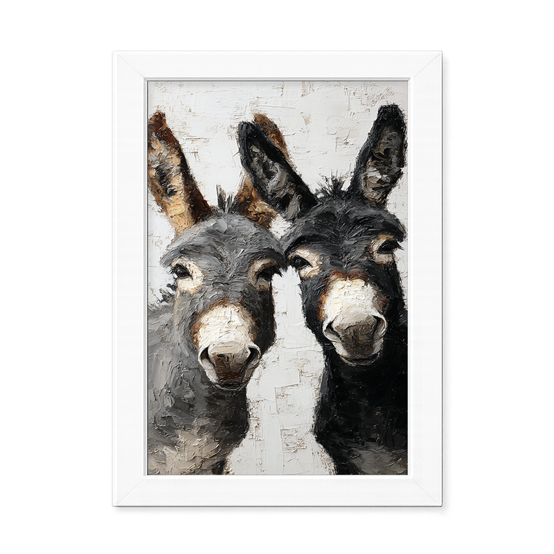 Animal Buddies - Curious Donkeys - Framed Art
