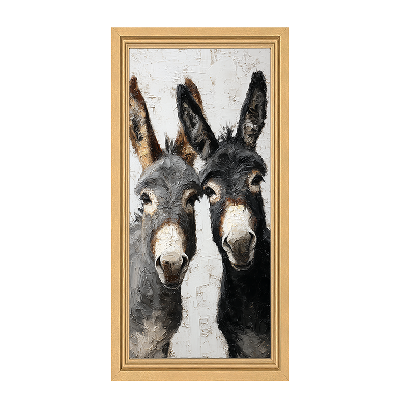 Animal Buddies - Curious Donkeys - Framed Art