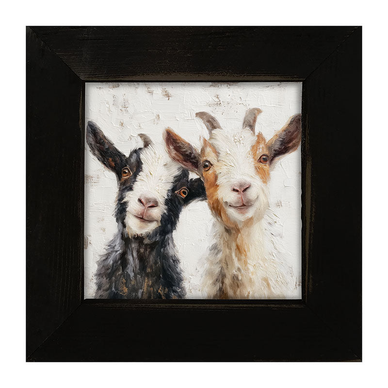 Animal Buddies - Posing Goats - Framed Art