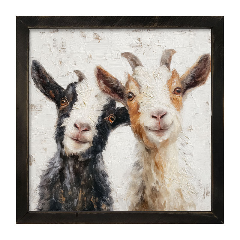 Animal Buddies - Posing Goats - Framed Art