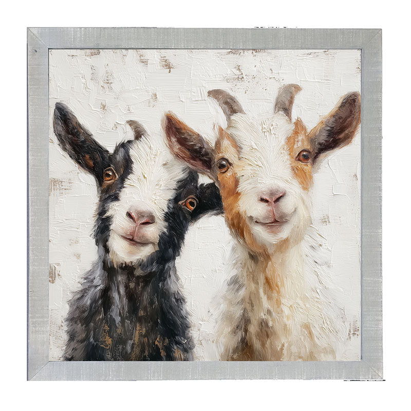 Animal Buddies - Posing Goats - Framed Art