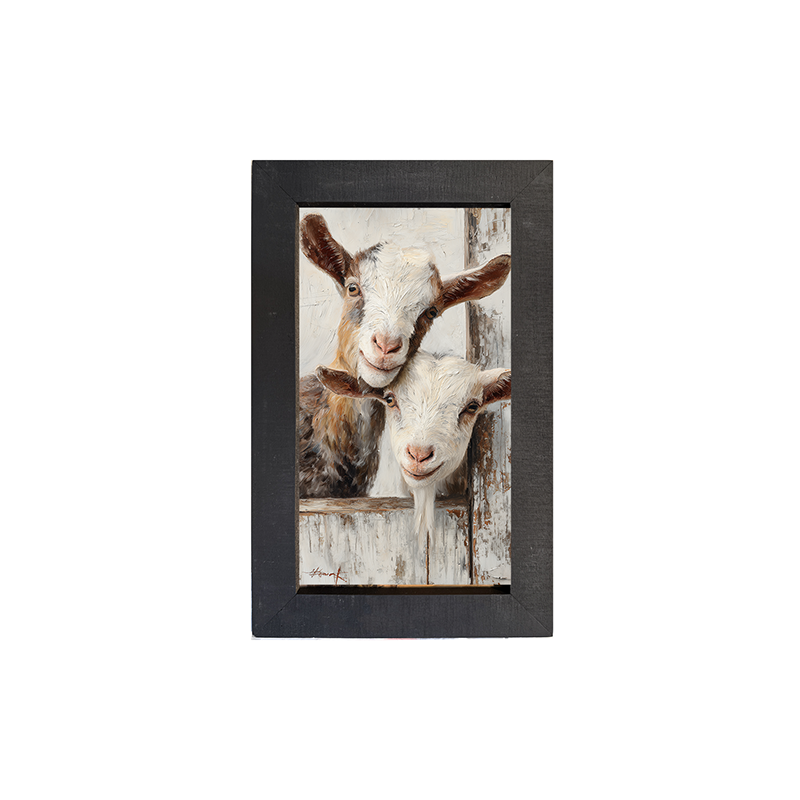 Animal Buddies - Curious Goats - Framed Art