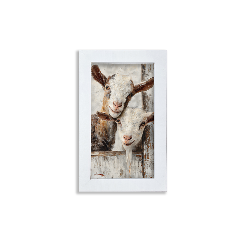 Animal Buddies - Curious Goats - Framed Art