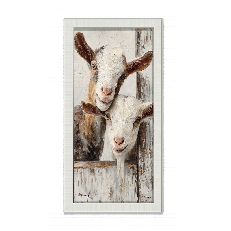 Animal Buddies - Curious Goats - Framed Art