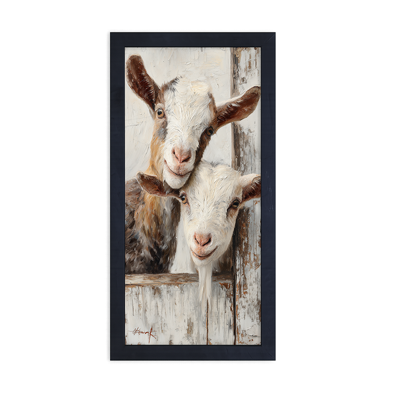 Animal Buddies - Curious Goats - Framed Art