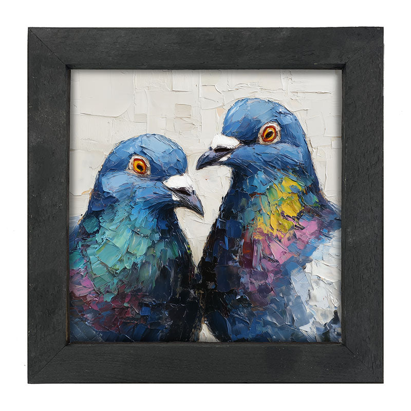 Animal Buddies - Posing Pigeons - Framed Art