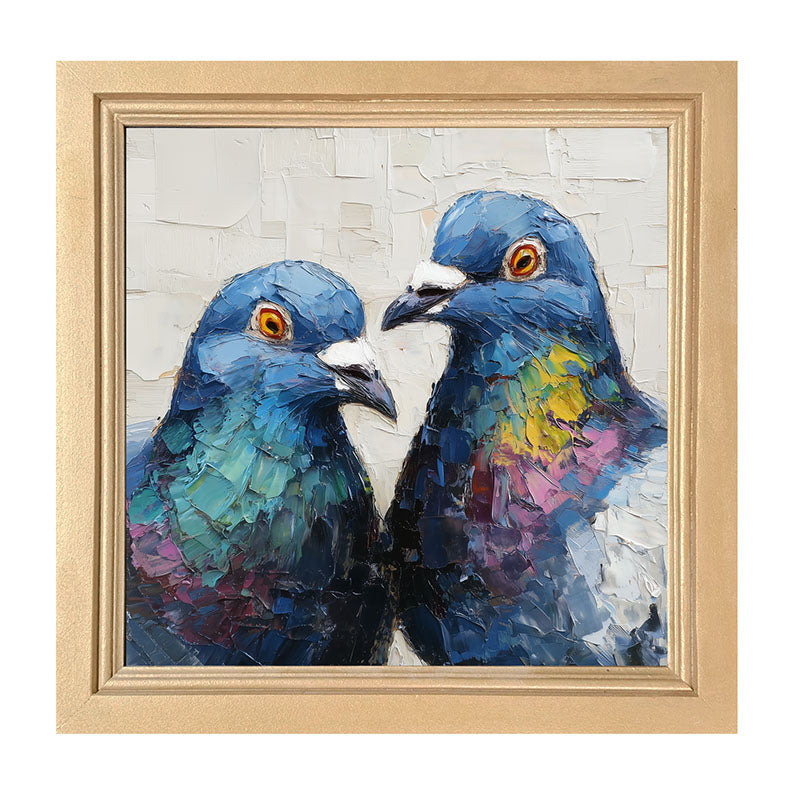 Animal Buddies - Posing Pigeons - Framed Art
