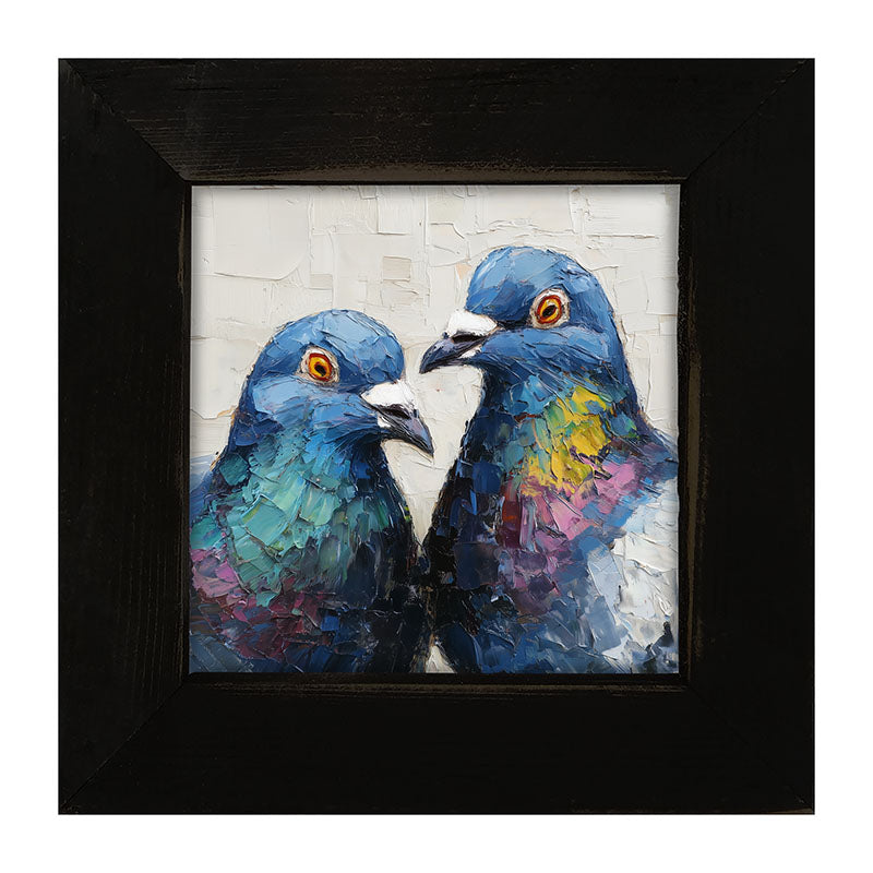 Animal Buddies - Posing Pigeons - Framed Art