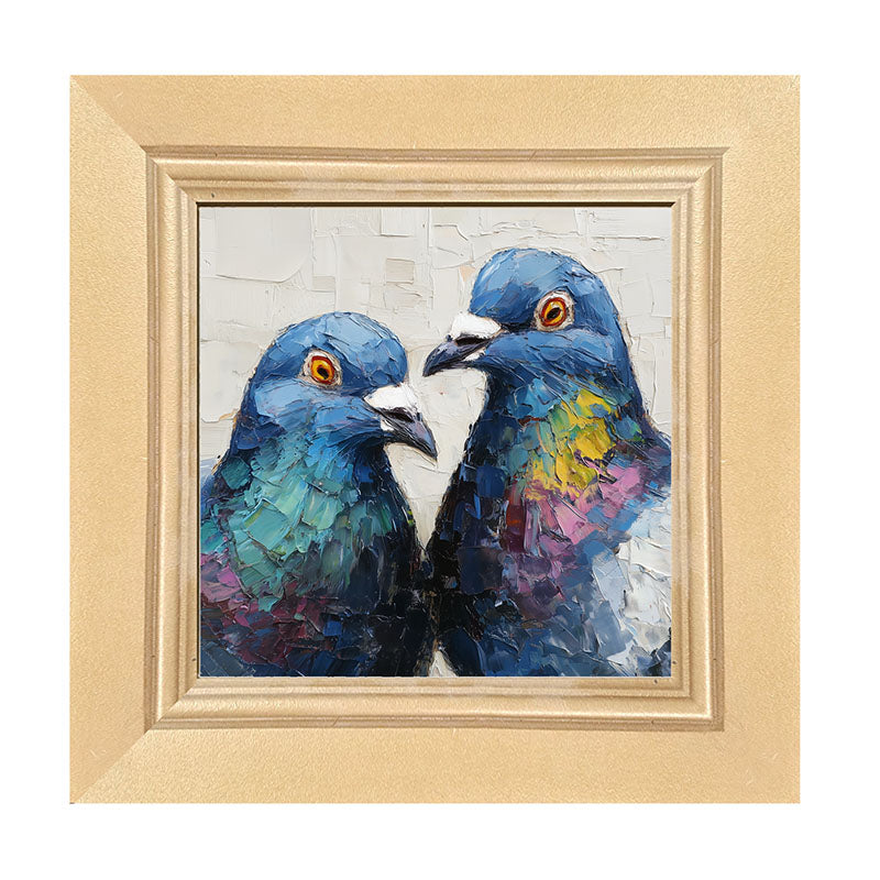 Animal Buddies - Posing Pigeons - Framed Art