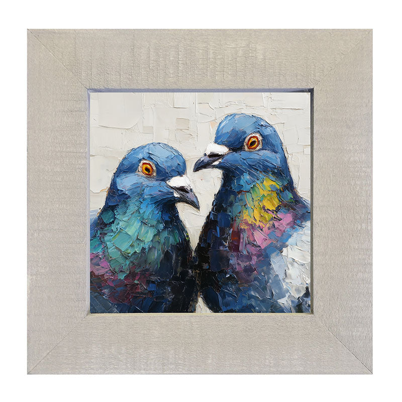 Animal Buddies - Posing Pigeons - Framed Art