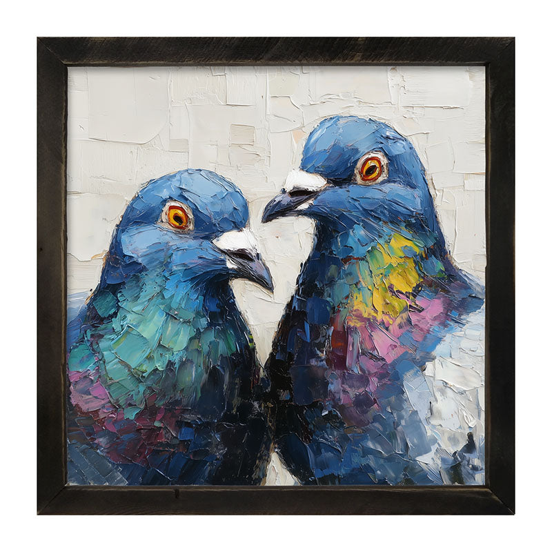 Animal Buddies - Posing Pigeons - Framed Art