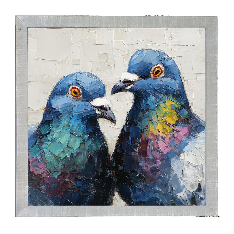 Animal Buddies - Posing Pigeons - Framed Art