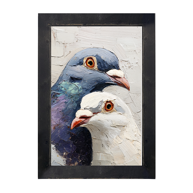 Animal Buddies - Curious Pigeons - Framed Art