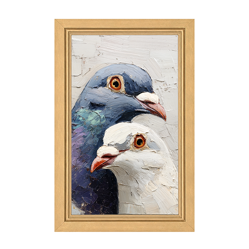 Animal Buddies - Curious Pigeons - Framed Art