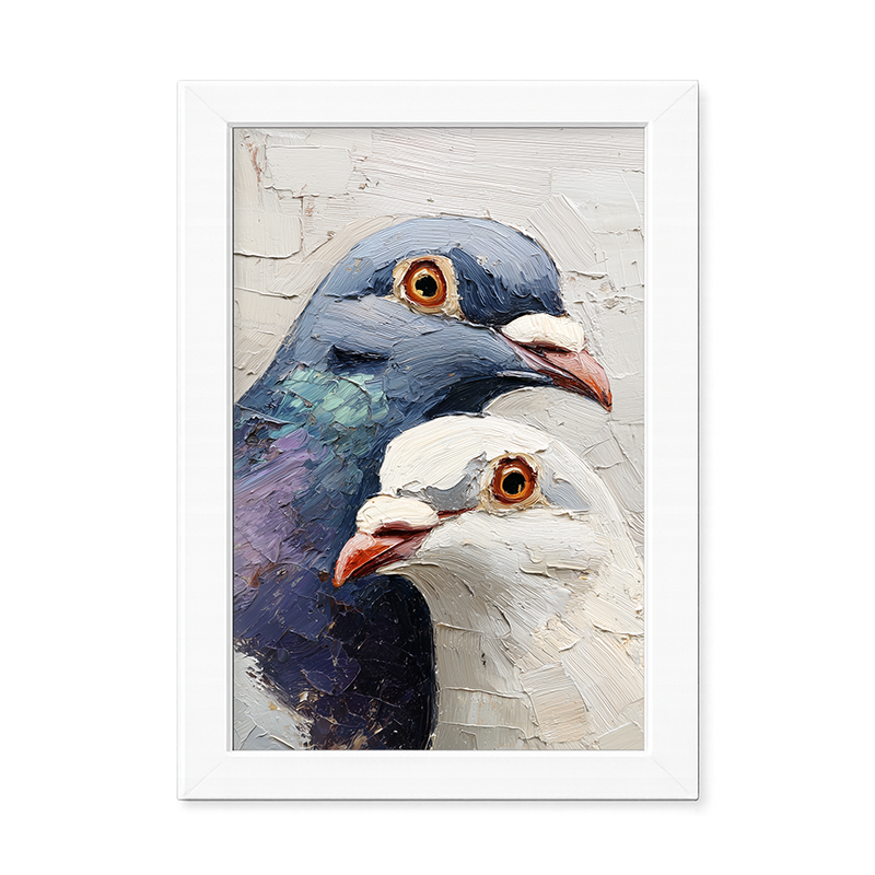 Animal Buddies - Curious Pigeons - Framed Art