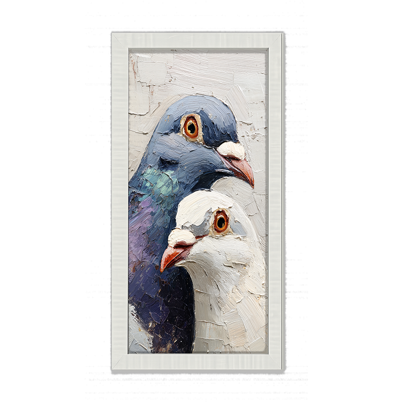Animal Buddies - Curious Pigeons - Framed Art