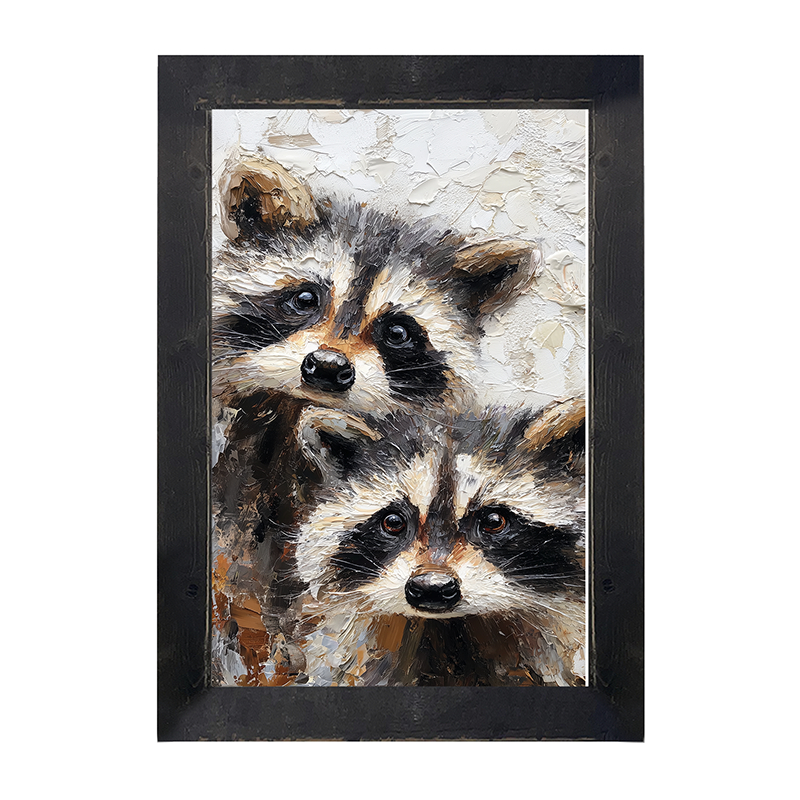 Animal Buddies - Curious Raccoons - Framed Art