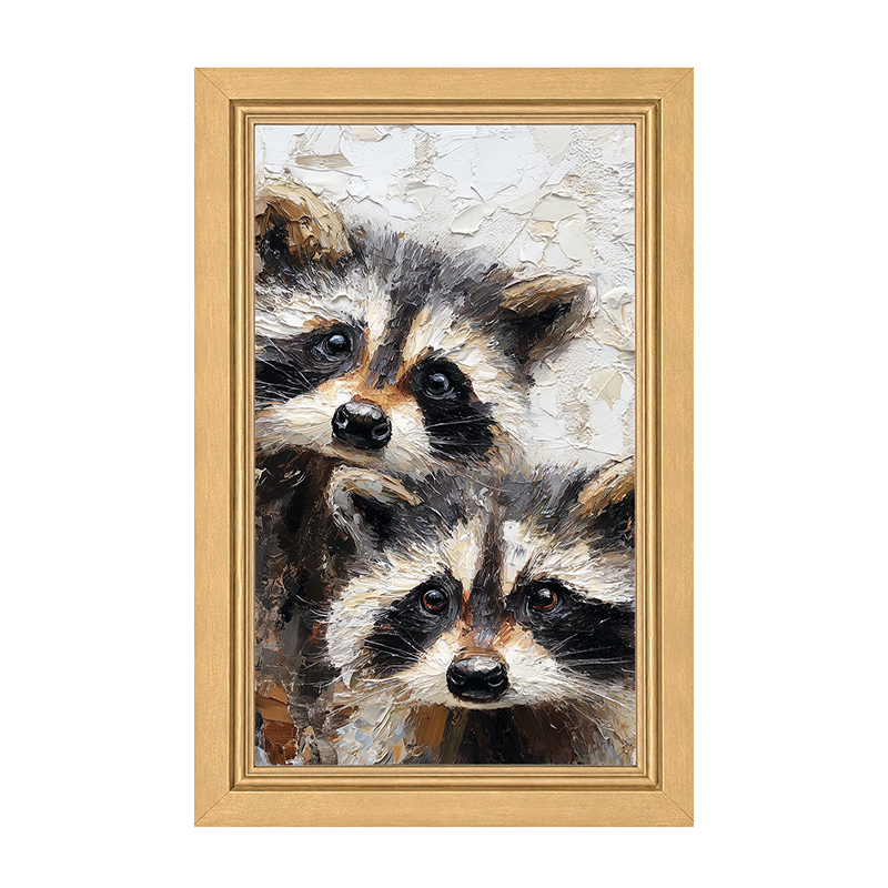 Animal Buddies - Curious Raccoons - Framed Art