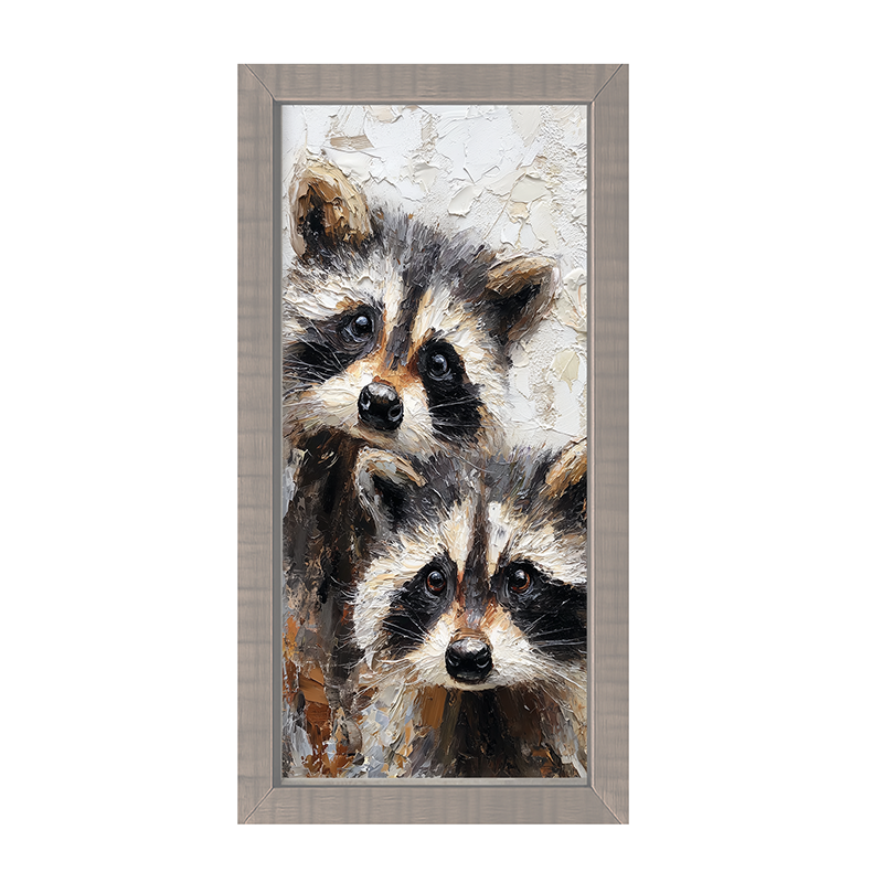 Animal Buddies - Curious Raccoons - Framed Art
