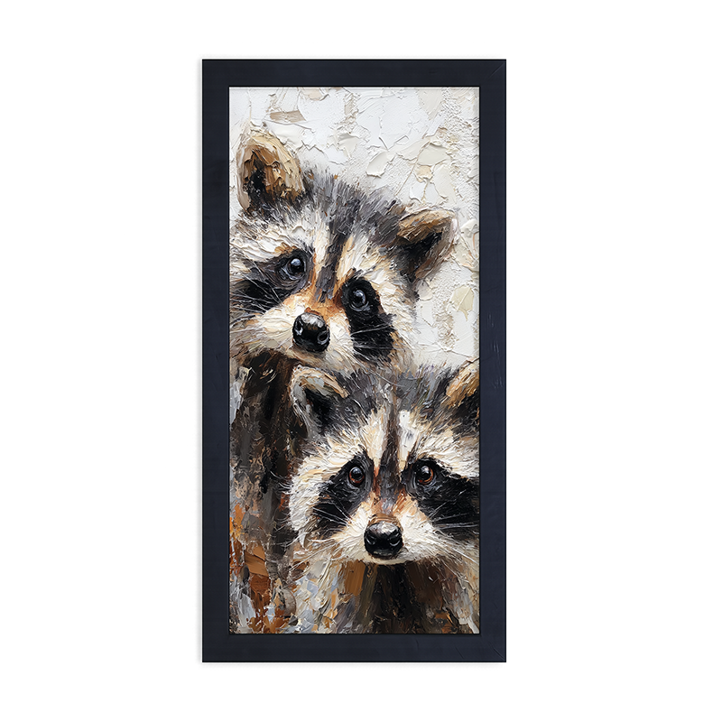 Animal Buddies - Curious Raccoons - Framed Art