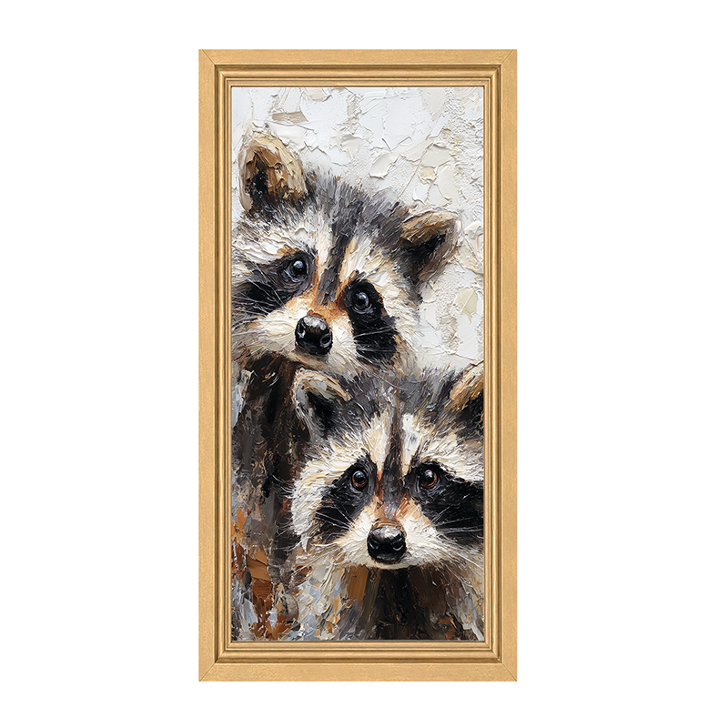Animal Buddies - Curious Raccoons - Framed Art