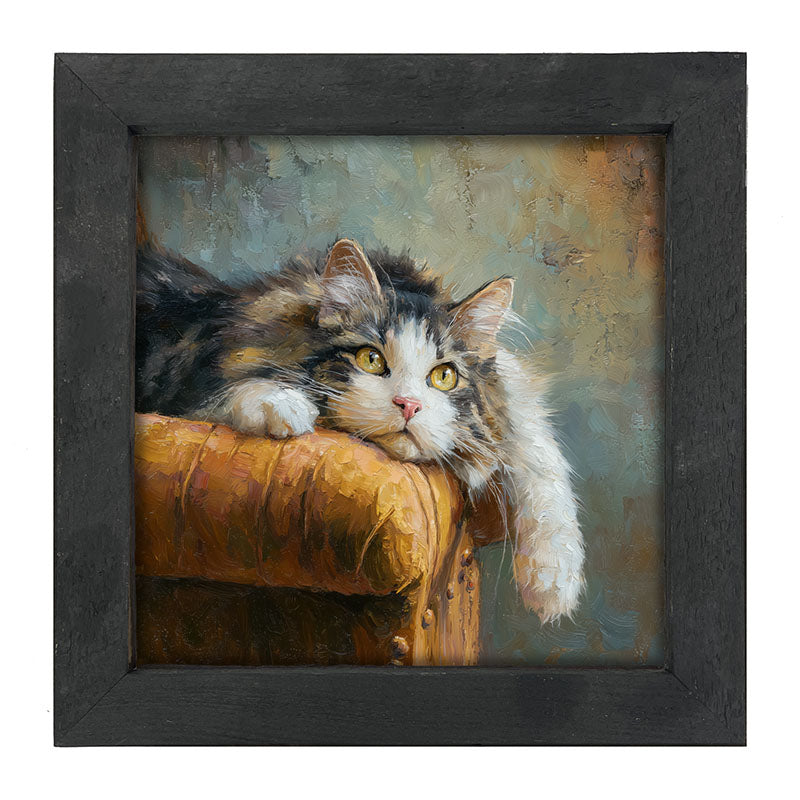Armchair with Lounging Cat - Framed Art