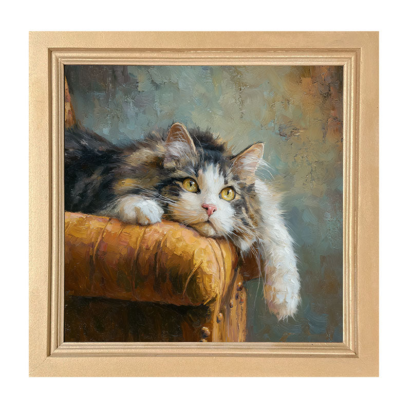 Armchair with Lounging Cat - Framed Art