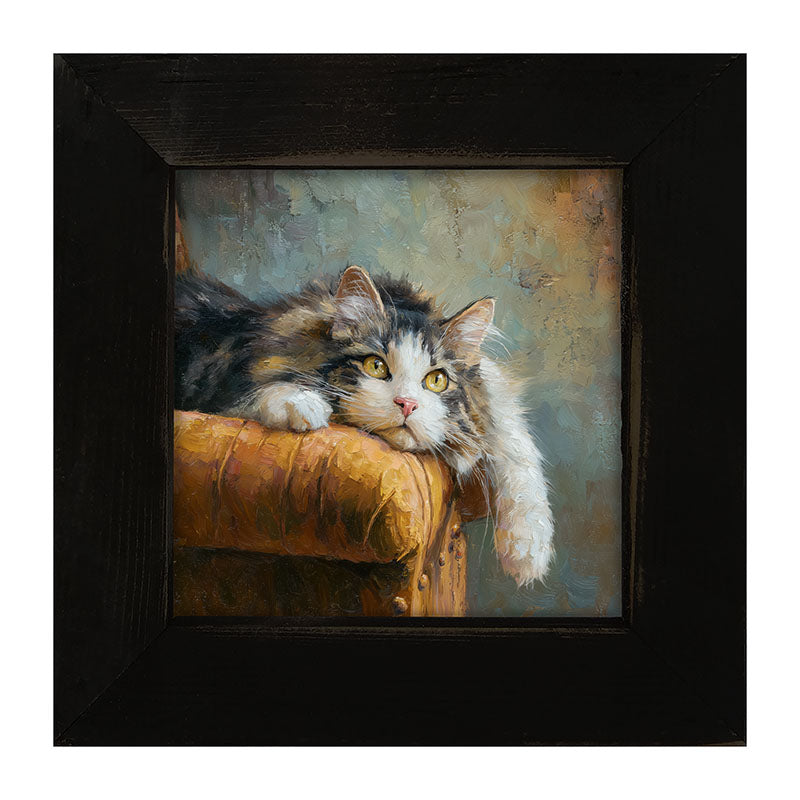 Armchair with Lounging Cat - Framed Art