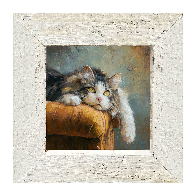 Armchair with Lounging Cat - Framed Art