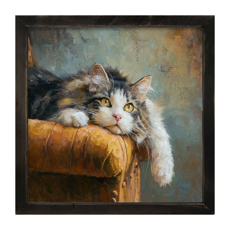 Armchair with Lounging Cat - Framed Art