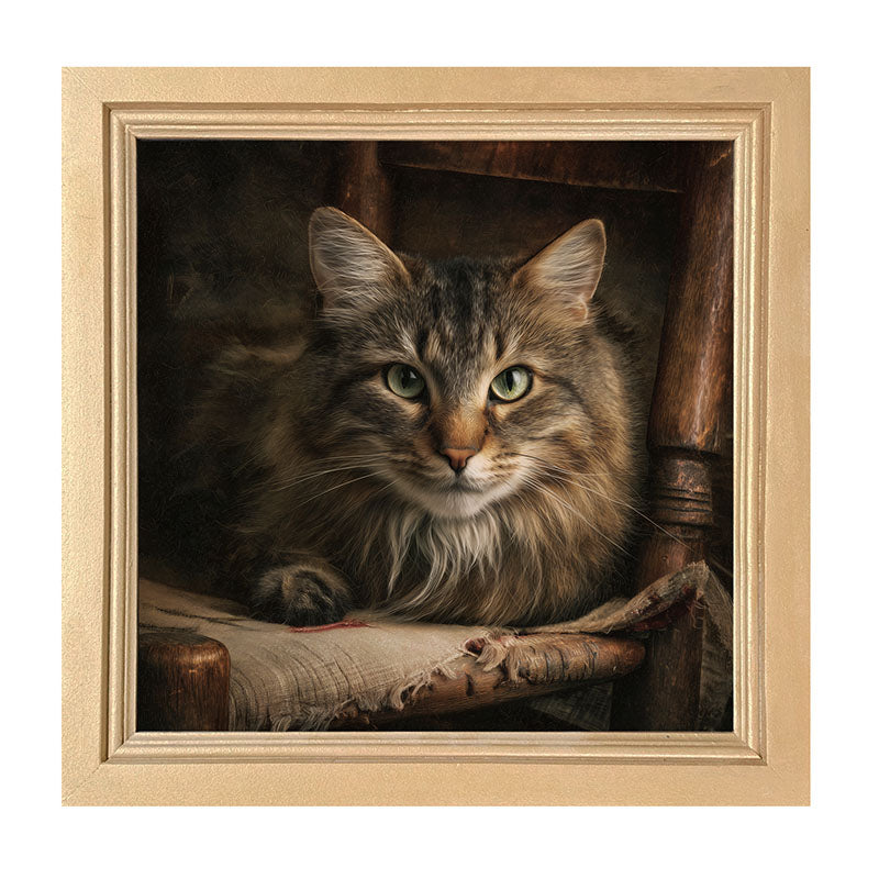 Armchair with Norwegian Forest Cat - Framed Art