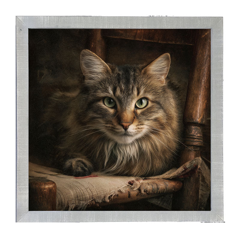 Armchair with Norwegian Forest Cat - Framed Art