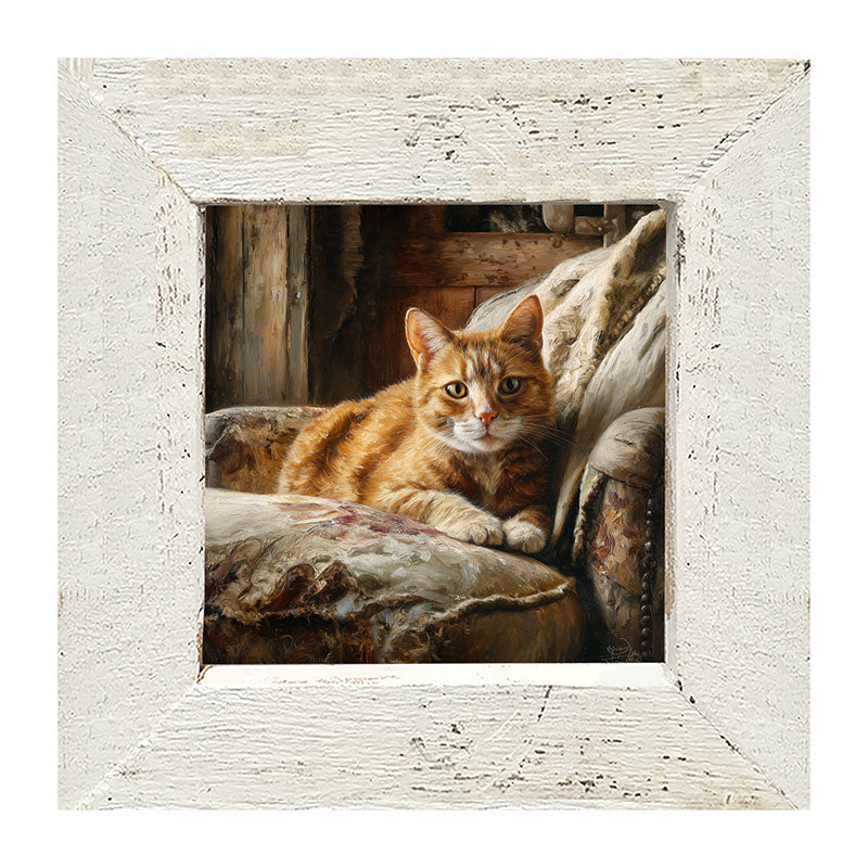 Armchair with Orange Tabby Cat - Framed Art