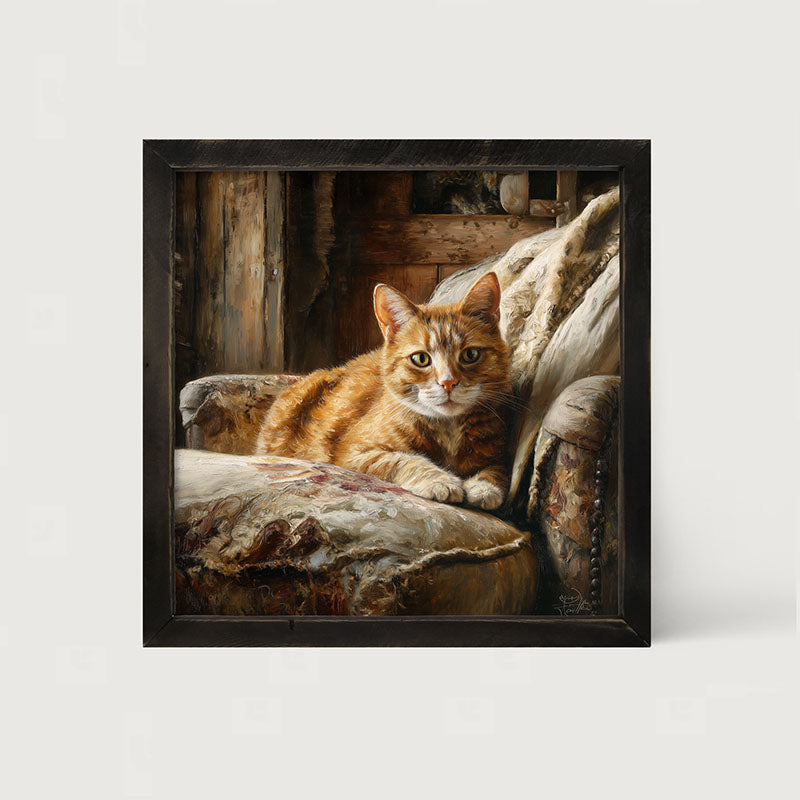 Armchair with Orange Tabby Cat