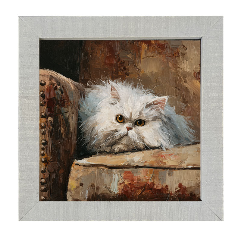 Armchair with Persian Cat Resting - Framed Art