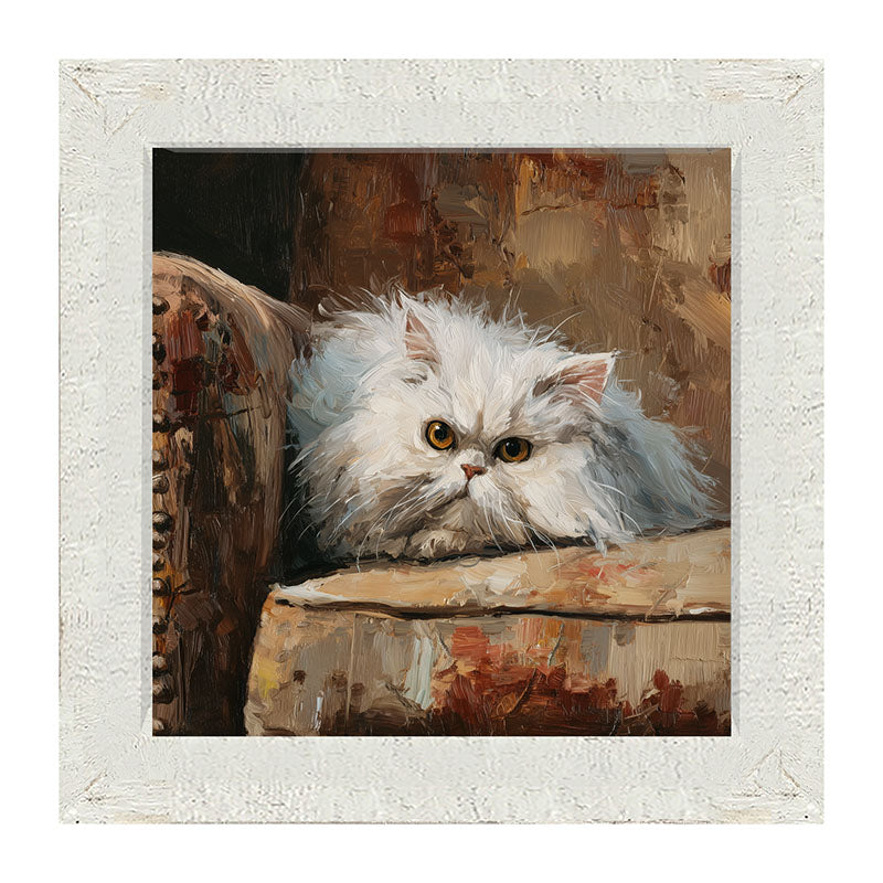 Armchair with Persian Cat Resting - Framed Art