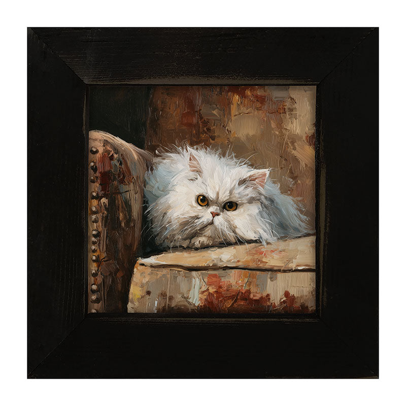 Armchair with Persian Cat Resting - Framed Art