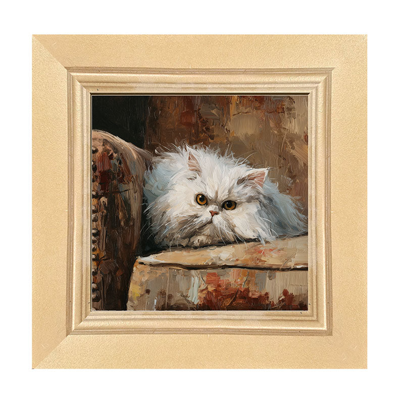 Armchair with Persian Cat Resting - Framed Art