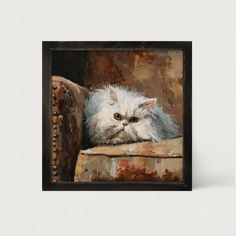 Armchair with Persian Cat Resting - Framed Art