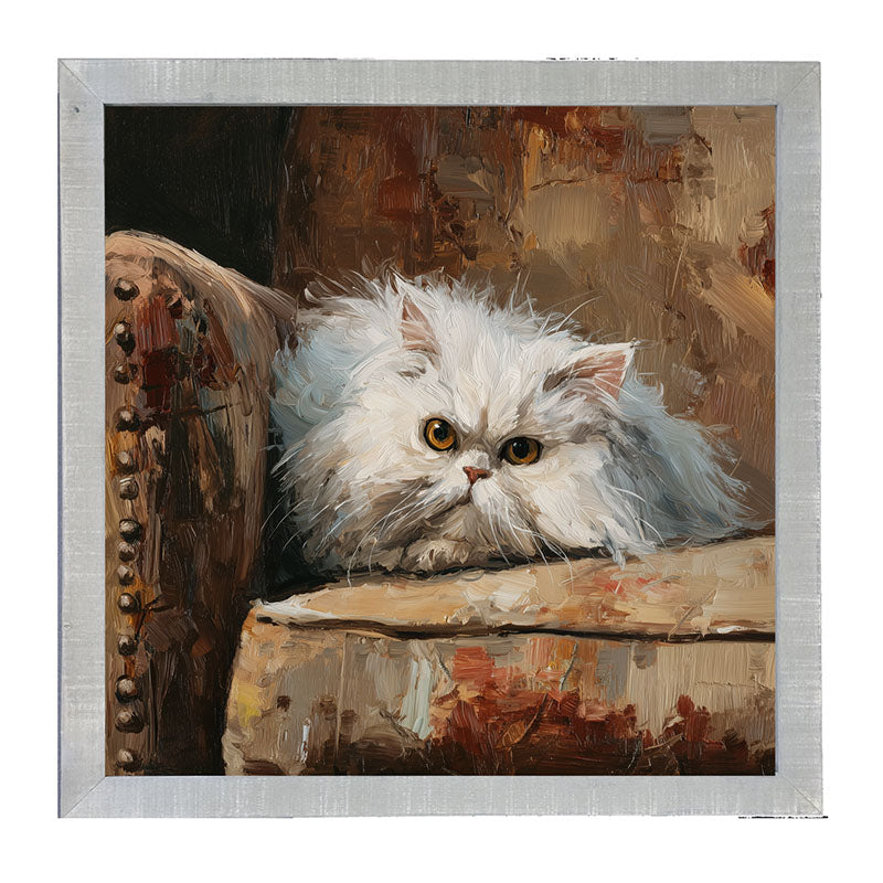 Armchair with Persian Cat Resting - Framed Art
