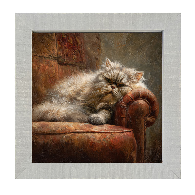 Armchair with Lounging Persian Cat - Framed Art