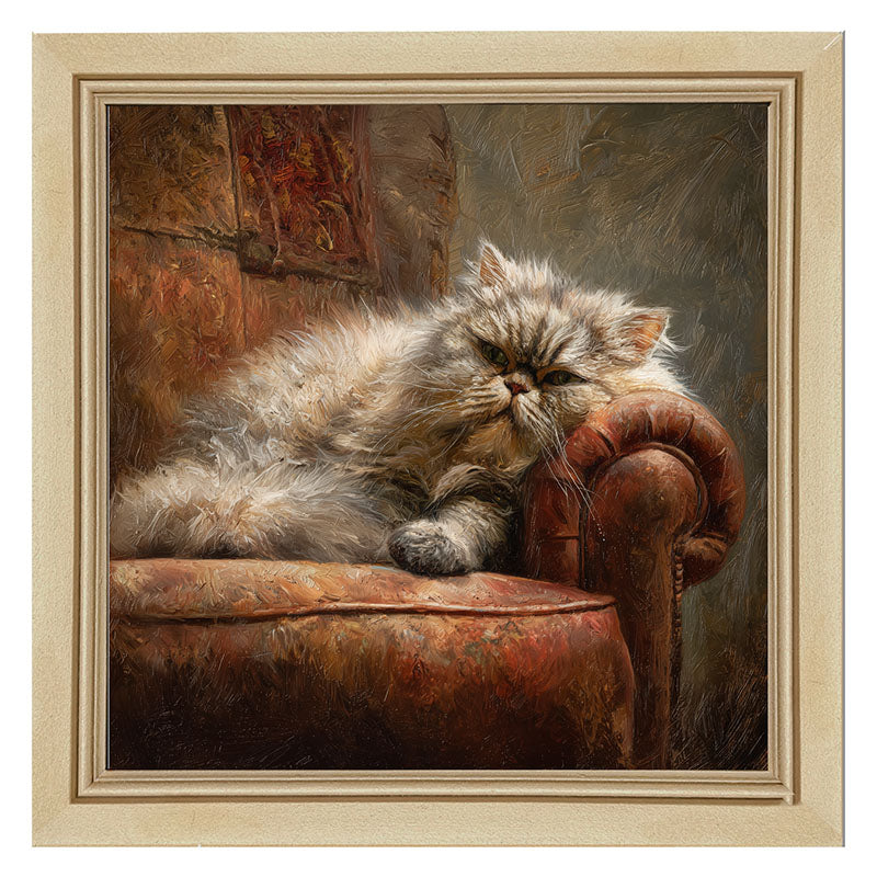 Armchair with Lounging Persian Cat - Framed Art