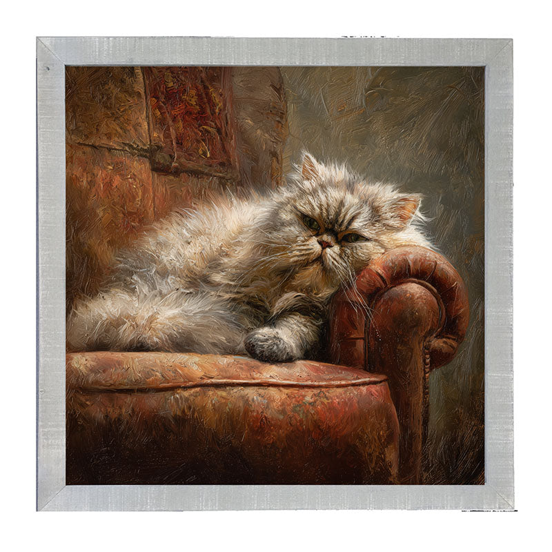 Armchair with Lounging Persian Cat - Framed Art