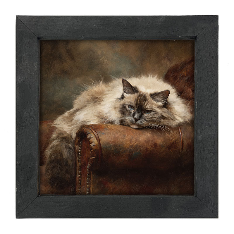 Armchair with Ragdoll Cat - Framed Art
