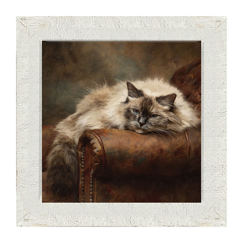 Armchair with Ragdoll Cat - Framed Art