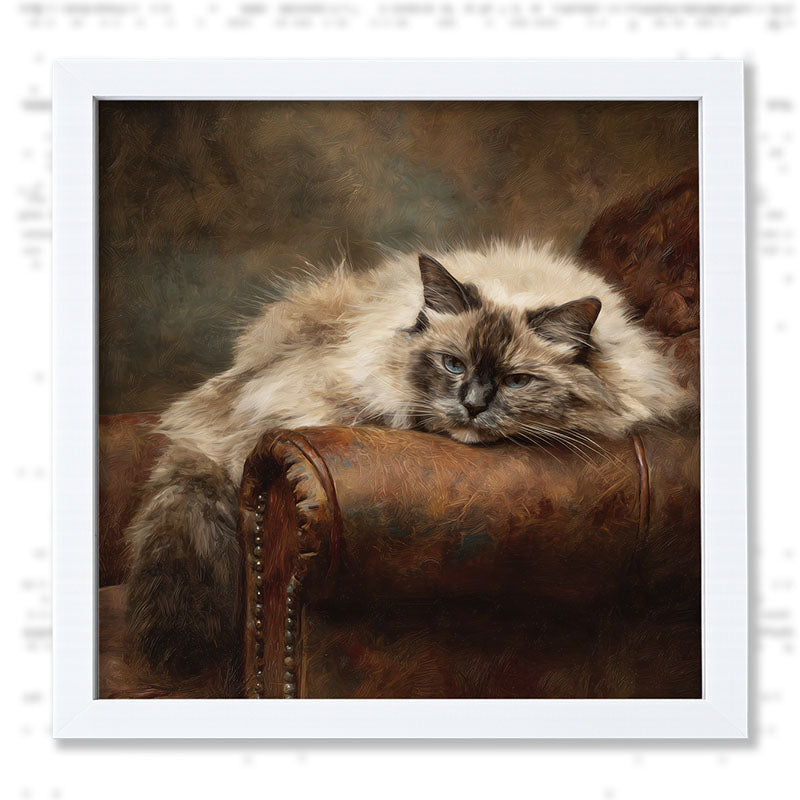 Armchair with Ragdoll Cat - Framed Art